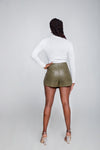 Faux Leather Skort with Button Detail